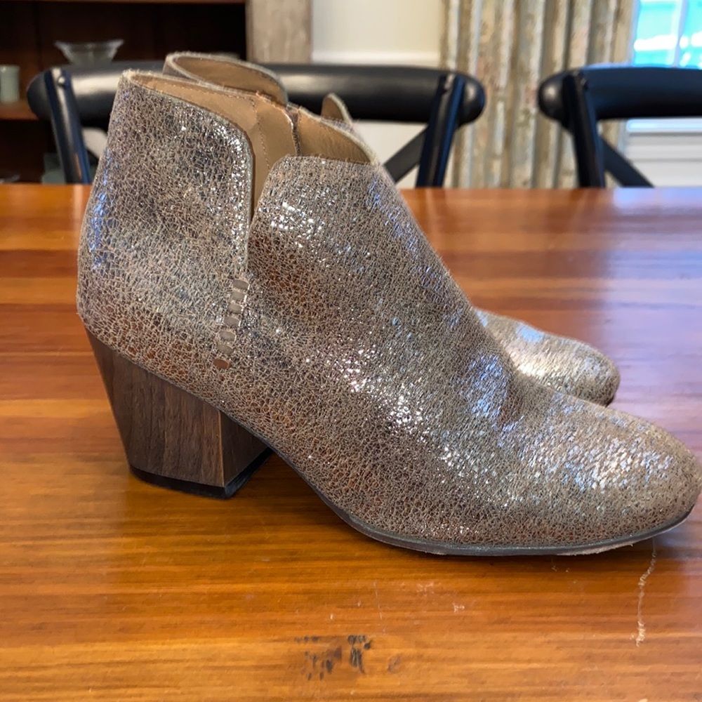 Women's Glitter Ankle Booties in Metallic Taupe